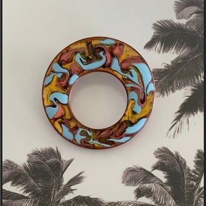 Canadian HEB Mid Century Copper Enamel Brooch SIGNED